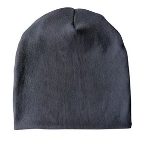 Simple Handmade Beanie Hat Charcoal Grey Ribbed Knit Cuffed Streetwear One Size
